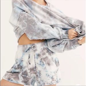 NWT Free People Kelly Washed Tie Dye shorts in Ocean- Shorts ONLY